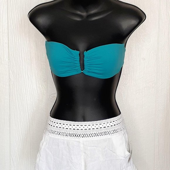 VS Teal Bandeau Top & White Gauze Cover-up Shorts Bundle - Picture 6 of 8
